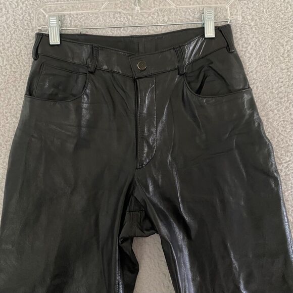 Schott Sportwear Woman Genuine Leather Pants Bottom‎ 28 Black 5 Pocket Used - Picture 5 of 11
